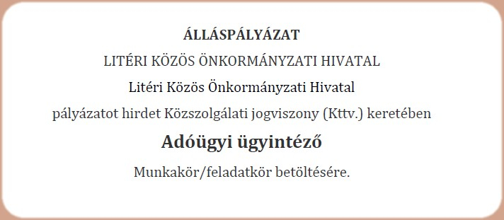 Álláspályázat - Adóügyi ügyintéző!